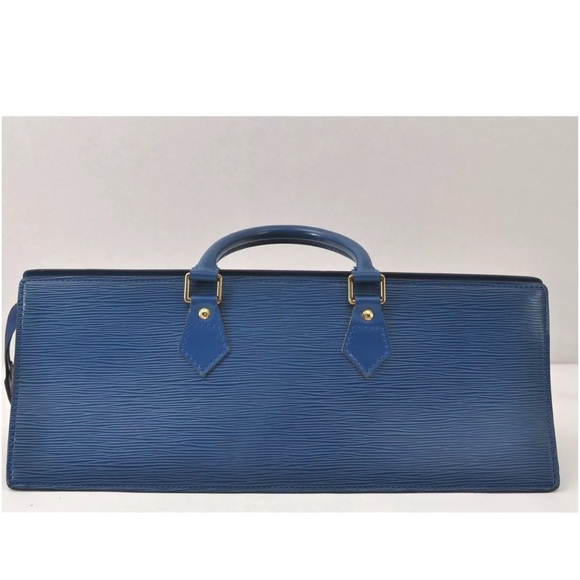 Authentic Louis Vuitton Epi Sac Triangle Hand Bag Blue M52095 LV 4183K - Picture 2 of 16